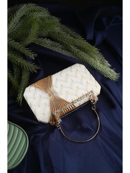 Toobacraft - Women White Handcrafted Beautiful Bling Box Clutch