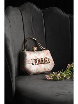 Toobacraft - Women White Handcrafted Beautiful Design Bling Box Clutch