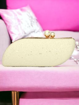 Toobacraft - Women White Handicraft Pearl Box Clutch