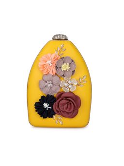 Toobacraft - Women Yellow Handicraft Beautiful Flower Box Clutch