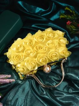Toobacraft - Women Yellow Handcrafted Beautiful Bling Box Clutch