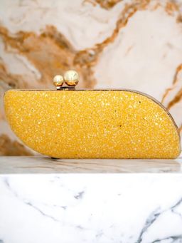 Toobacraft - Women Yellow Handicraft Pearl Box Clutch