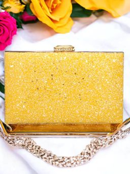 Toobacraft - Women Yellow Handicraft Hand Embellished Box Clutch