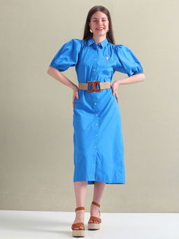 U.S. POLO ASSN. - Blue Pure Cotton Relaxed Shirt Dress (Set of 2)