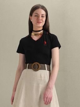 U.S. POLO ASSN. - Black Tipped Collar Pique Polo T-Shirt