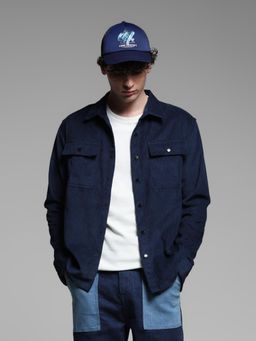 Jack & Jones - Blue Cotton Oversized Fit Solid Shirt