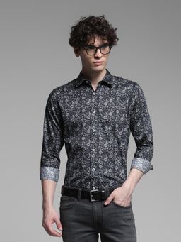 Jack & Jones - Black Cotton Slim Fit Floral Shirt