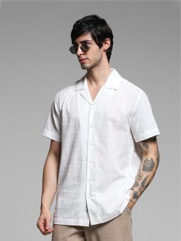 Jack & Jones - White Cotton Comfort Fit Checked Shirt