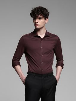 Jack & Jones - Brown Cotton Slim Fit Solid Shirt