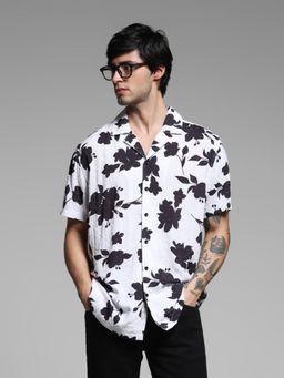 Jack & Jones - White Viscose Comfort Fit Floral Shirt