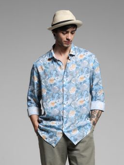 Jack & Jones - Blue Lyocell Slim Fit Floral Shirt
