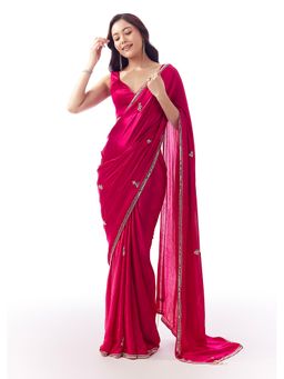 KALKI FASHION - Pink Embellished/Sequined Saree With Unstitched Blouse
