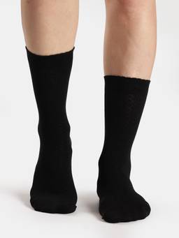 Jockey - 7416 Women Modal Blend Scalloped Welt Crew Length Socks-Black