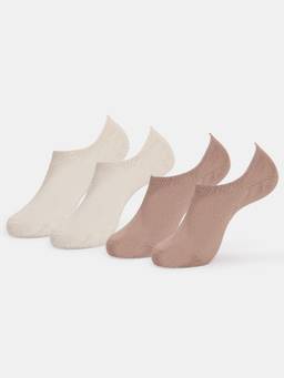 Jockey - 7486 Women Cotton no Show Socks-Oatmeal Melange & Almondine (Pack Of 2)