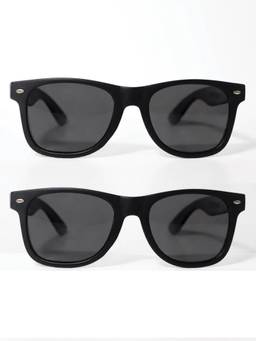 HASHTAG EYEWEAR - Matt Black Polarized Wayfarer Sunglasses (Pack 2) -Combo_RM-RMB-M-BLK-BLK