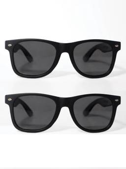 HASHTAG EYEWEAR - Matt Black Polarized Wayfarer Sunglasses (Pack 2) -Combo_RM-RMS-M-BLK-BLK