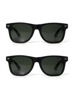 HASHTAG EYEWEAR - Matt Green Polarized Wayfarer Sunglasses (Pack 2) -Combo_RM-RMS-M-BLK-GRN