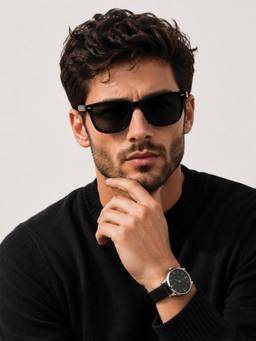 HASHTAG EYEWEAR - Matt Black Polarized Wayfarer Sunglasses -RM-RMB-M-BLK-BLK