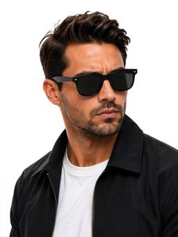 HASHTAG EYEWEAR - Matt Green Polarized Wayfarer Sunglasses -RM-RMS-M-BLK-GRN