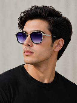 HASHTAG EYEWEAR - Men Blue Square Sunglasses -VKHT-B80-802-C3