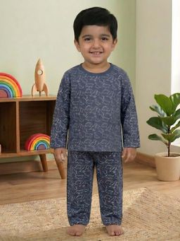 The Mom Store - Navy Blue Dinos Rule T-Shirt & Pyjama (Set of 2)