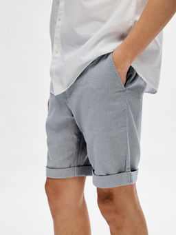 Selected - Blue Mid Rise Cotton Shorts