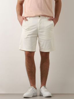 Selected - White Mid Rise Cotton Chino Shorts