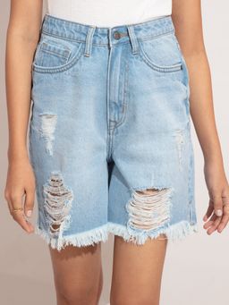 Twenty Dresses by Nykaa Fashion - Blue Ice Wash Ripped Denim Shorts