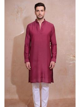 HILO DESIGN - Crimson Red Cotton Silk Kurta
