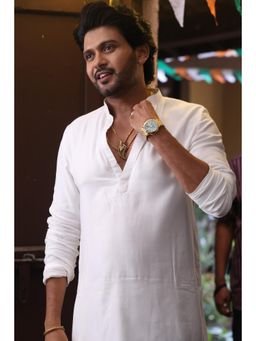 HILO DESIGN - Pearl Classic White Cotton Silk Kurta