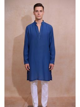 HILO DESIGN - Blue Shadow Edit Cotton Silk Kurta