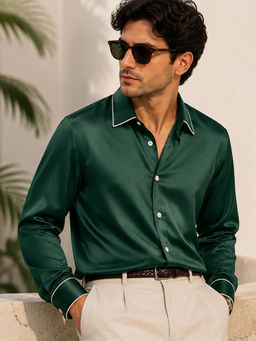 CLUBHAVANA - Men Green Solid/Plain Shirt