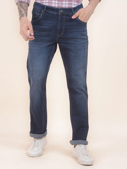 Cantabil - Men Navy Blue Solid/Plain Denim Jeans