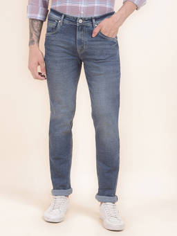 Cantabil - Men Blue Solid/Plain Denim Jeans