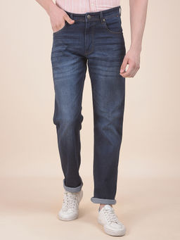 Cantabil - Men Navy Blue Solid/Plain Denim Jeans