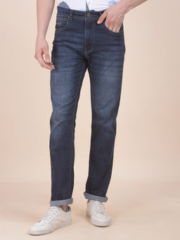 Cantabil - Men Navy Blue Solid/Plain Denim Jeans