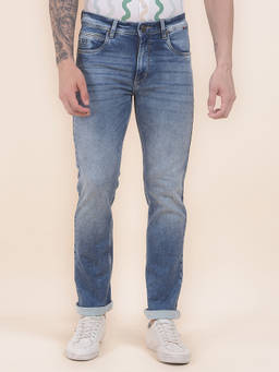 Cantabil - Men Blue Solid/Plain Denim Jeans