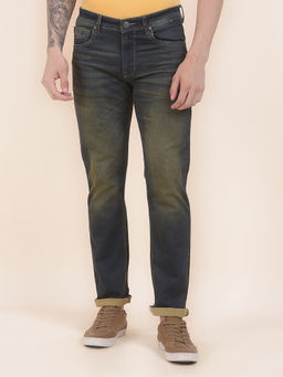 Cantabil - Men Navy Blue Solid/Plain Denim Jeans