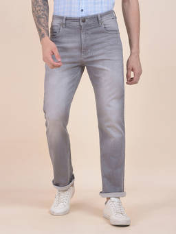 Cantabil - Men Grey Solid/Plain Denim Jeans