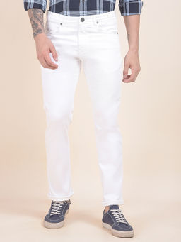 Cantabil - Men White Solid/Plain Denim Jeans