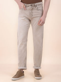 Cantabil - Men Beige Solid/Plain Denim Jeans
