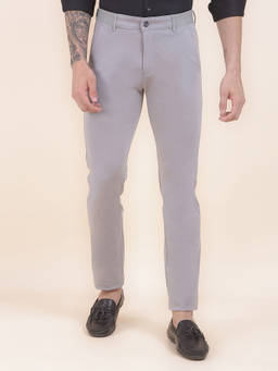 Cantabil - Men Grey Solid/Plain Casual Trouser