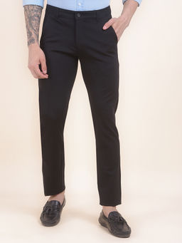Cantabil - Men Black Solid/Plain Casual Trouser