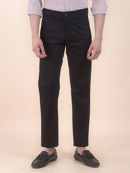 Cantabil - Men Black Self Design Casual Trouser
