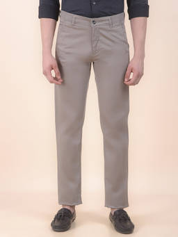 Cantabil - Men Khaki Self Design Casual Trouser
