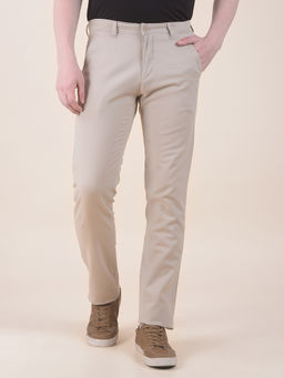Cantabil - Men Beige Solid/Plain Casual Trouser