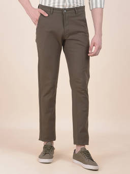 Cantabil - Men Olive Solid/Plain Casual Trouser