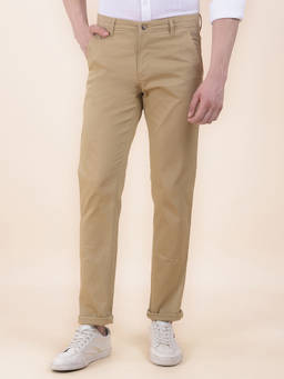 Cantabil - Men Khaki Self Design Casual Trouser