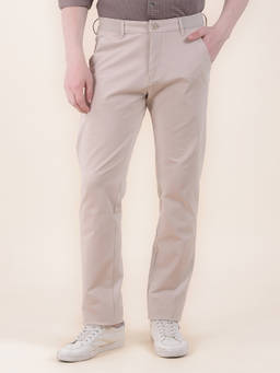 Cantabil - Men Beige Solid/Plain Casual Trouser