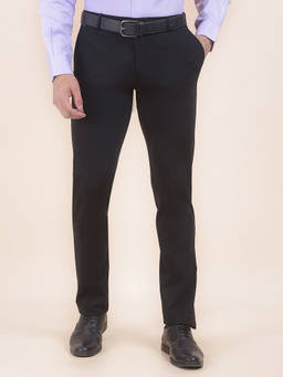 Cantabil - Men Black Solid/Plain Formal Trouser